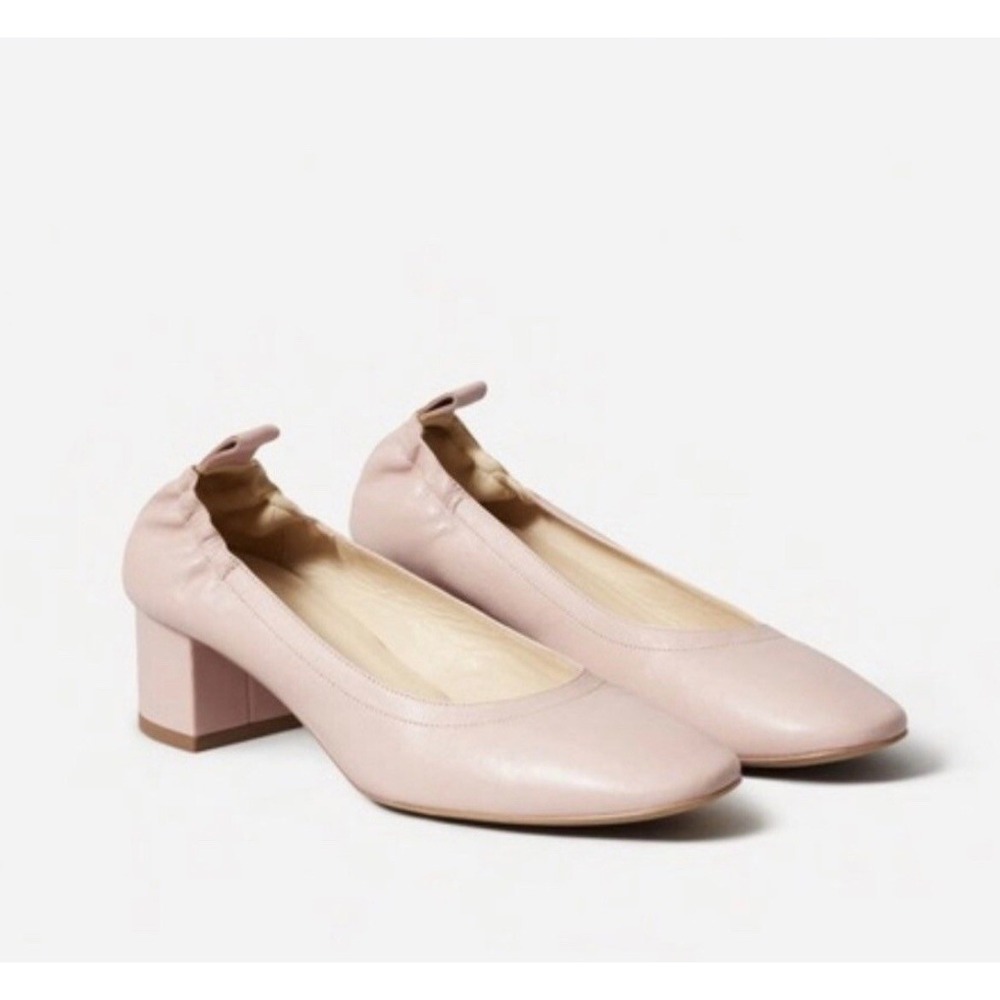 Everlane The Day Heel Blush Pink Leather Block Heel Pump Made in Italy Size 8.5